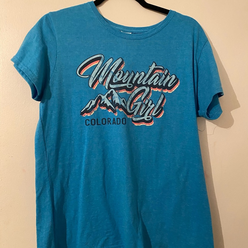 Blue mountain girl tee shirt